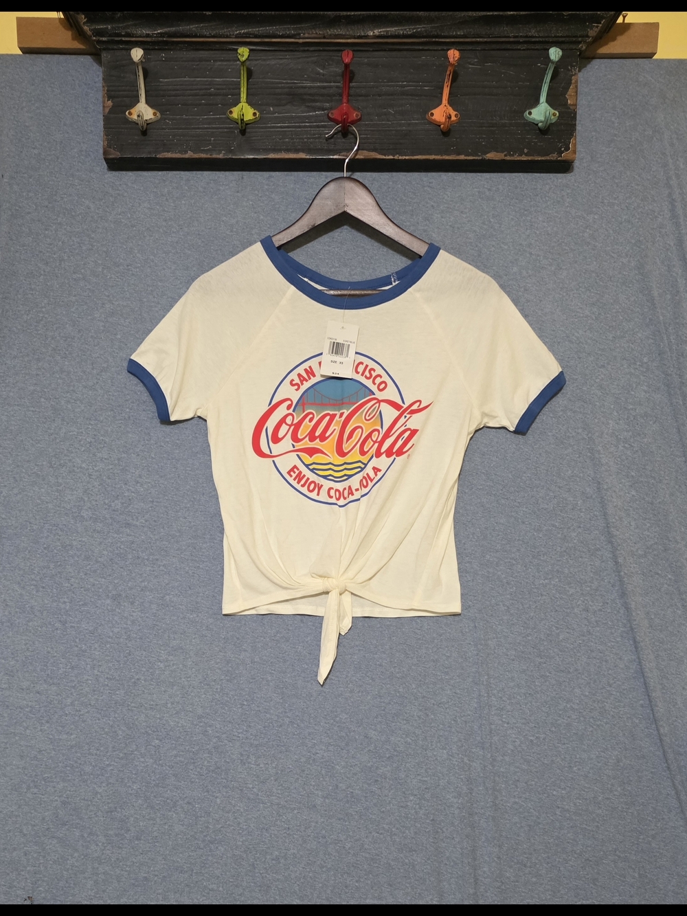 Coca Cola Cream Tie-Front Crop Top